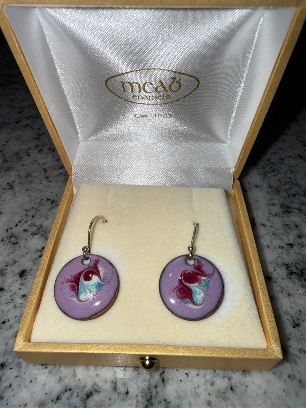 Meab Enamels Pinky Purple Drop Earrings